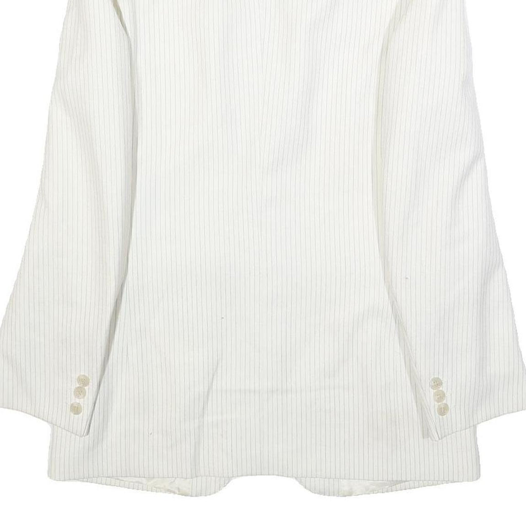 BREISACHER Mens White Pinstripe Jacket S Woven Button Closure Classic Fit Blazer