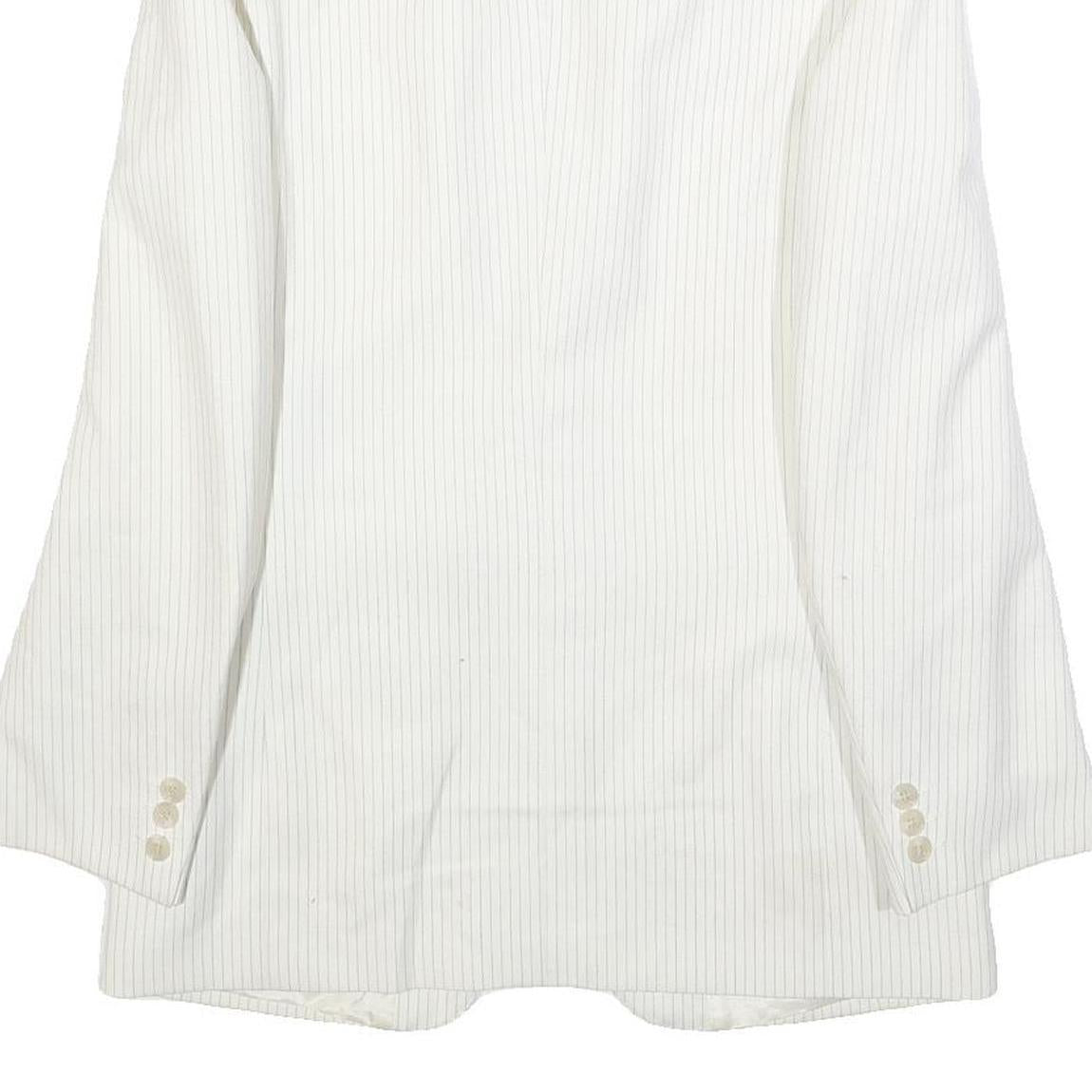 BREISACHER Mens White Pinstripe Jacket S Woven Button Closure Classic Fit Blazer