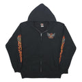 HARLEY DAVIDSON Mens Black Flame Graphic Full Zip Hoodie M Motorcycle