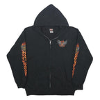 HARLEY DAVIDSON Mens Black Flame Graphic Full Zip Hoodie M Motorcycle