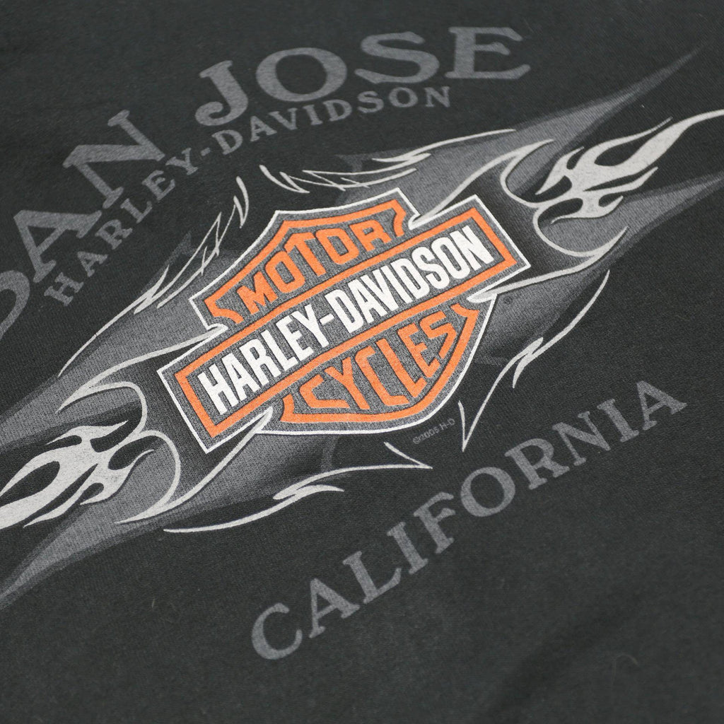 HARLEY DAVIDSON Mens Black Flame Graphic Full Zip Hoodie M Motorcycle