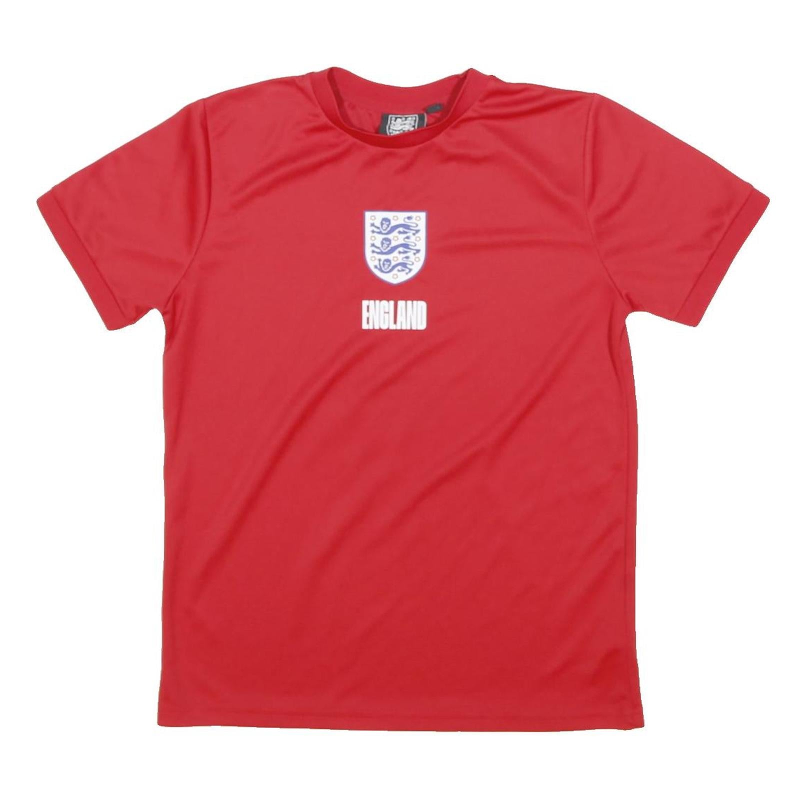 ENGLAND Boys Red 11-12Y T-Shirt Short Sleeve Crew Neck Three Lions Football