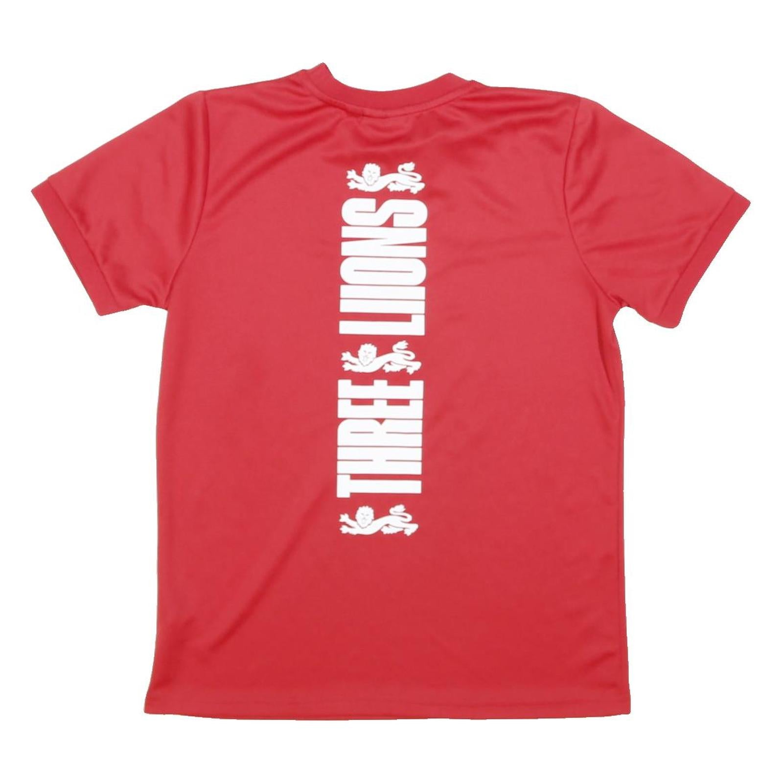 ENGLAND Boys Red 11-12Y T-Shirt Short Sleeve Crew Neck Three Lions Football