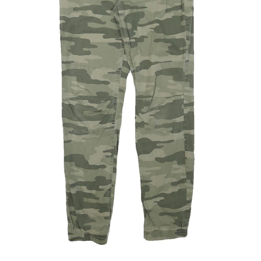 SKATENATION Mens Cotton Blend Green Camouflage Slim Drawstring Trousers W28 L28