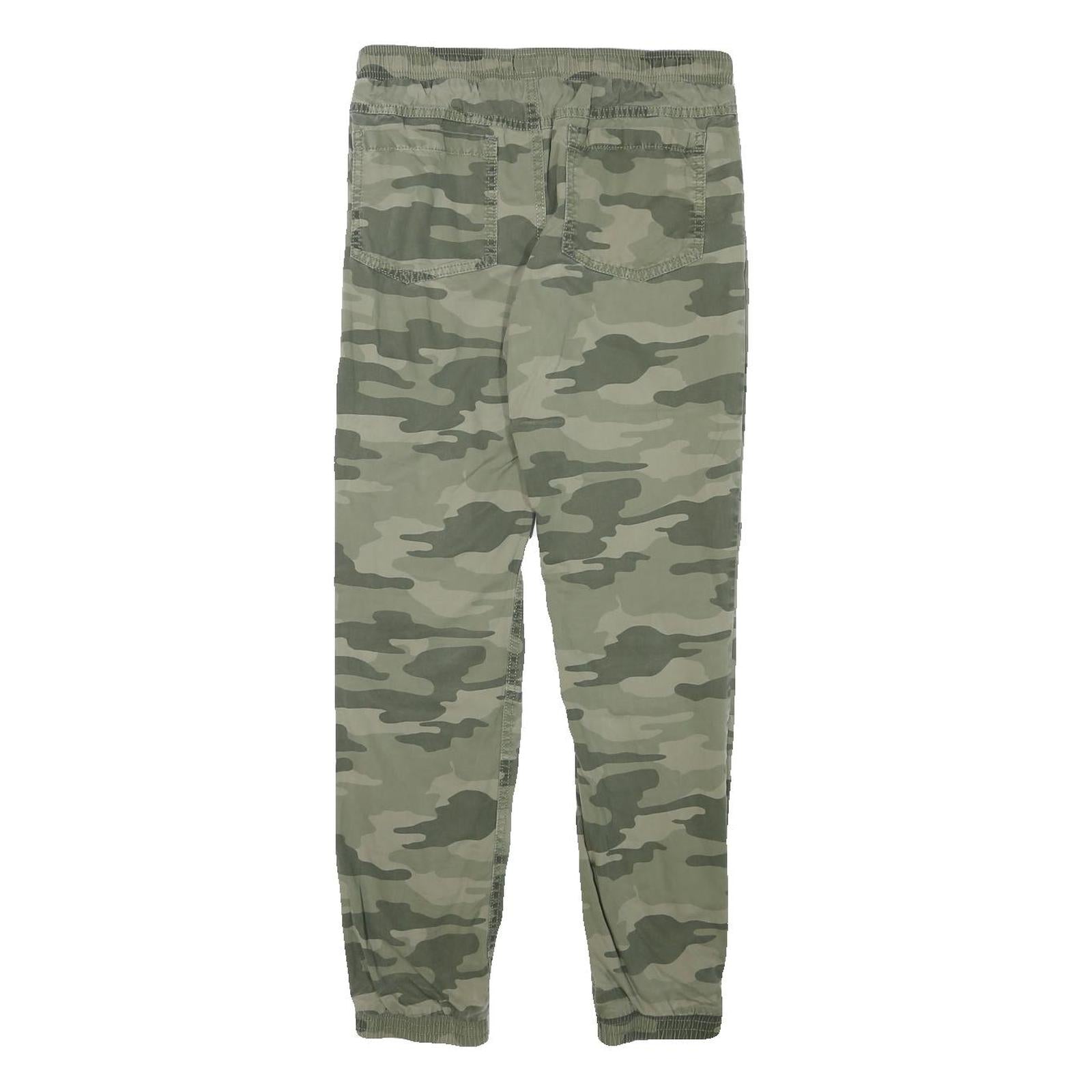 SKATENATION Mens Cotton Blend Green Camouflage Slim Drawstring Trousers W28 L28