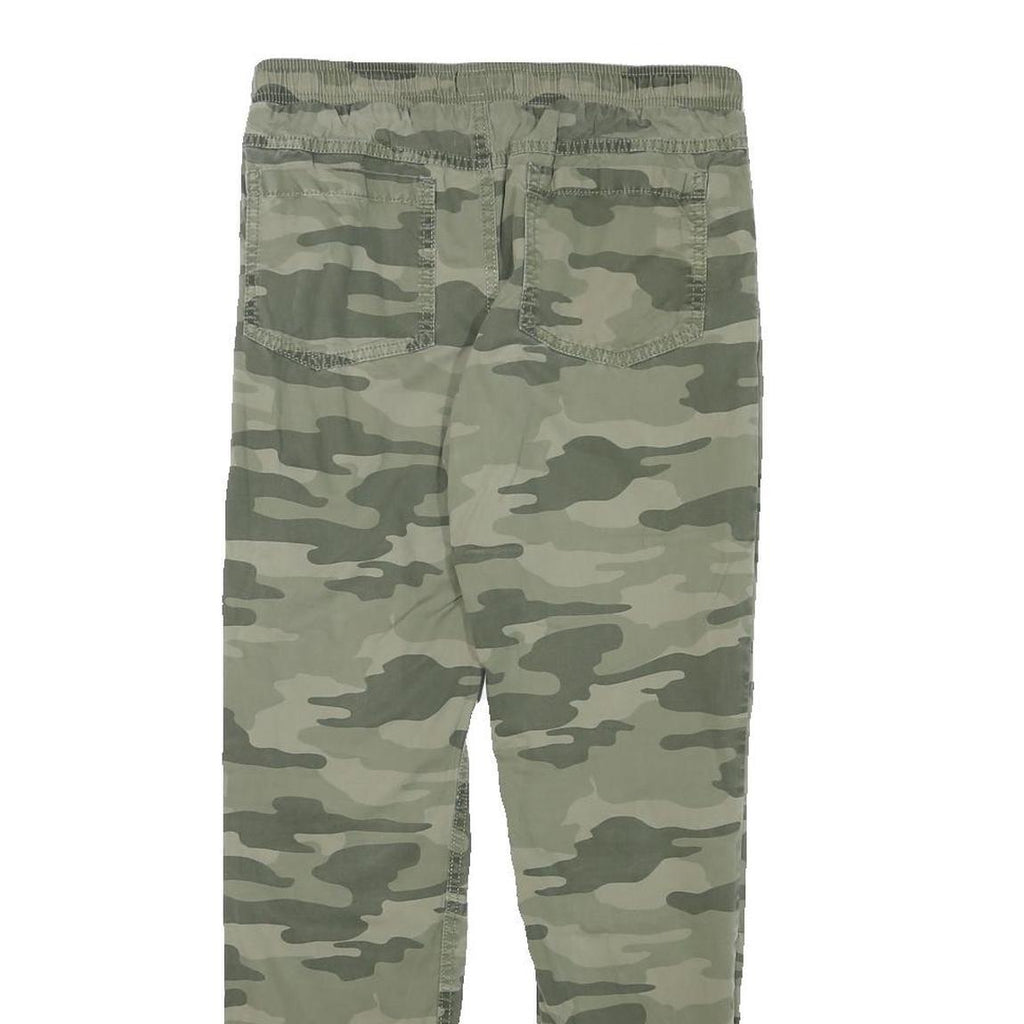SKATENATION Mens Cotton Blend Green Camouflage Slim Drawstring Trousers W28 L28