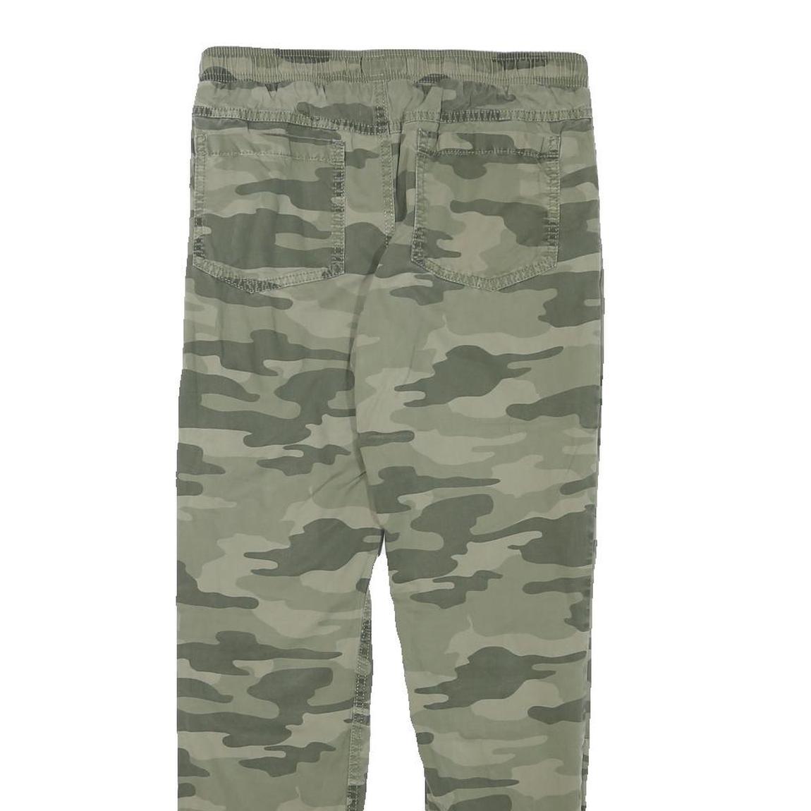 SKATENATION Mens Cotton Blend Green Camouflage Slim Drawstring Trousers W28 L28