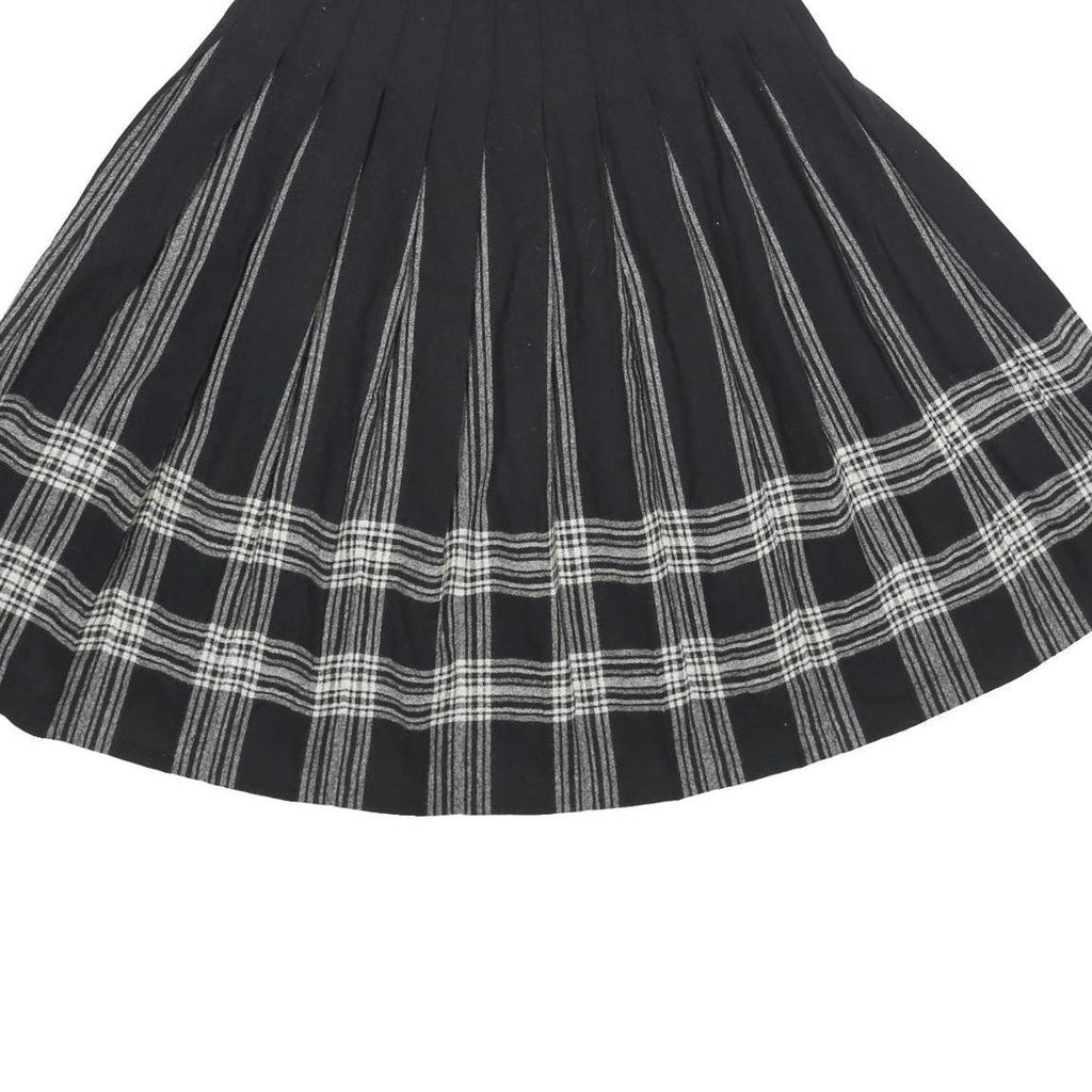 PENDLETON Womens Black Wool Pleated Midi Woven Skirt XS Classic Checked Design