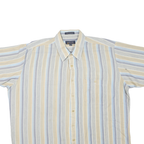 ARROW Mens Blue & Beige Striped Cotton Blend Shirt XL Cool Weave Classic