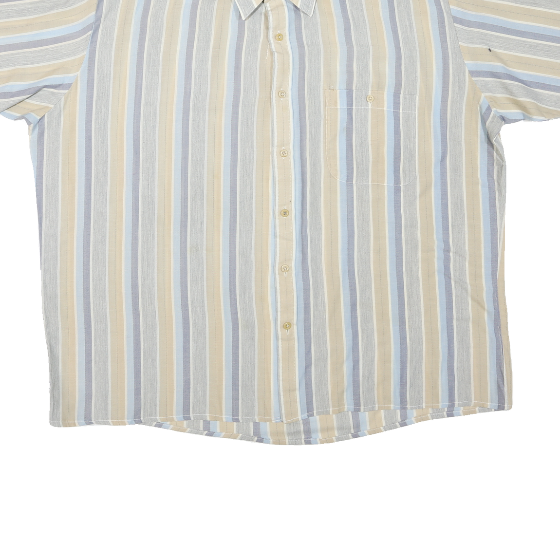 ARROW Mens Blue & Beige Striped Cotton Blend Shirt XL Cool Weave Classic