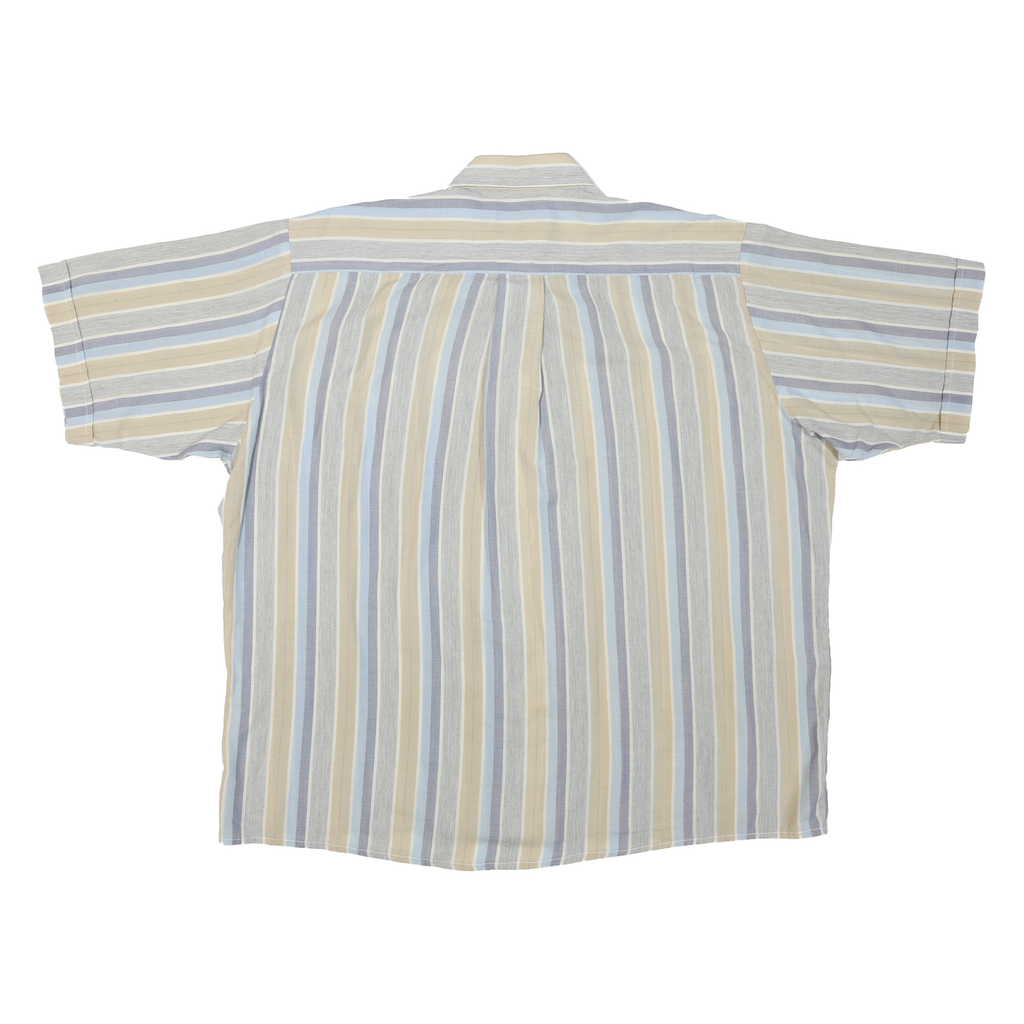 ARROW Mens Blue & Beige Striped Cotton Blend Shirt XL Cool Weave Classic