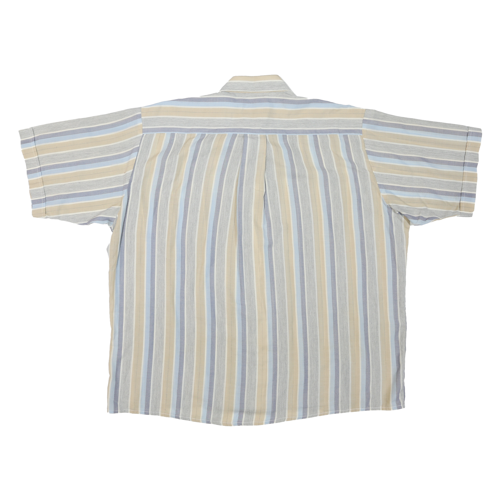 ARROW Mens Blue & Beige Striped Cotton Blend Shirt XL Cool Weave Classic