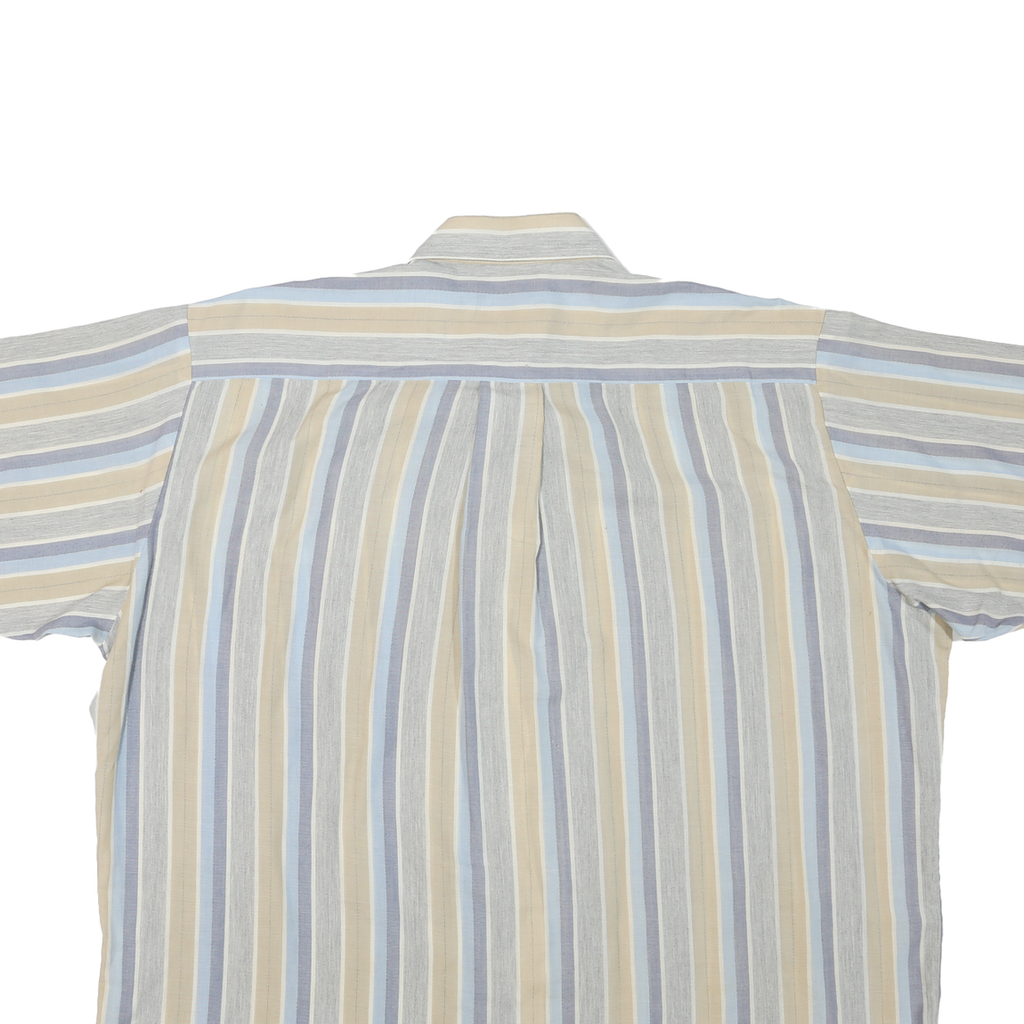 ARROW Mens Blue & Beige Striped Cotton Blend Shirt XL Cool Weave Classic