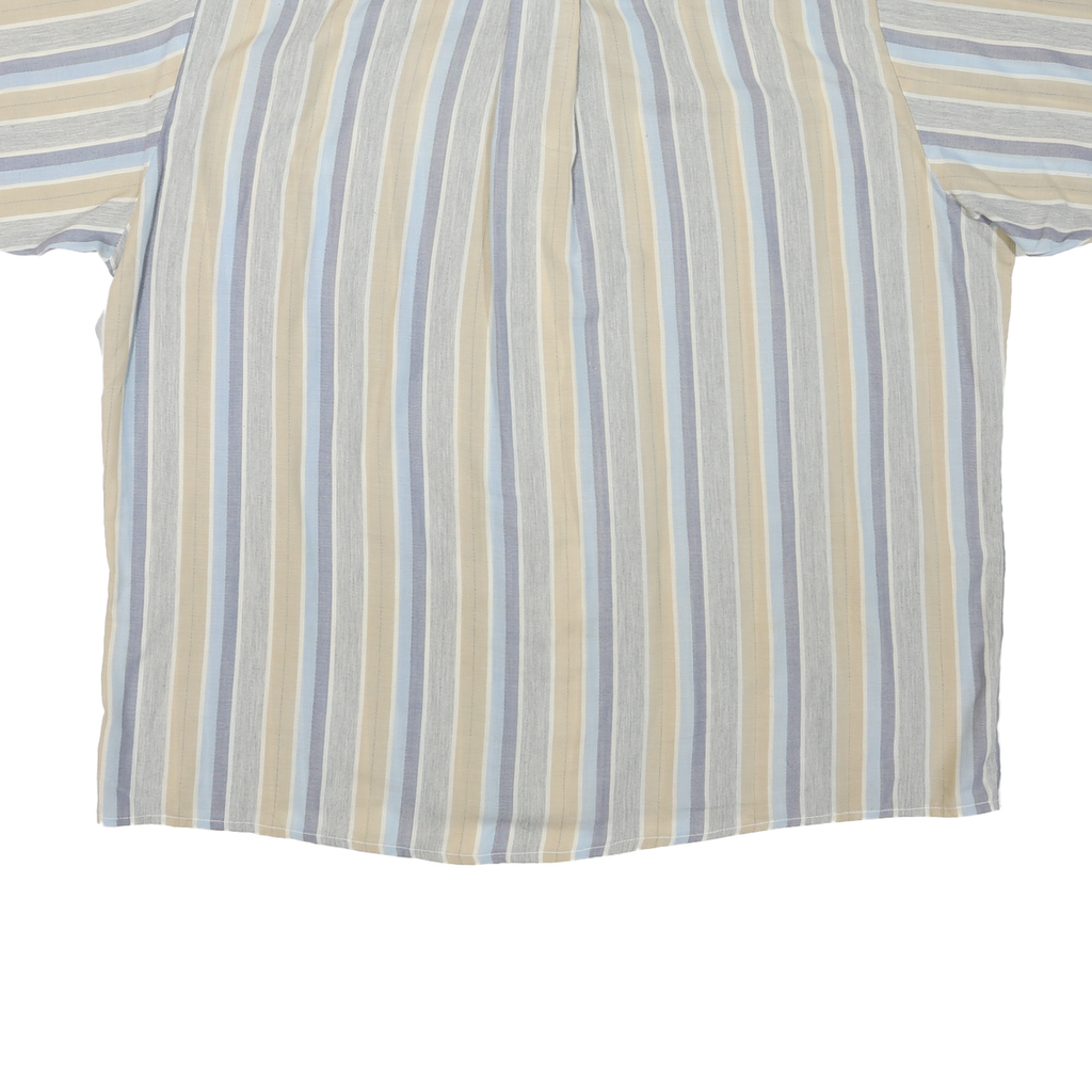 ARROW Mens Blue & Beige Striped Cotton Blend Shirt XL Cool Weave Classic