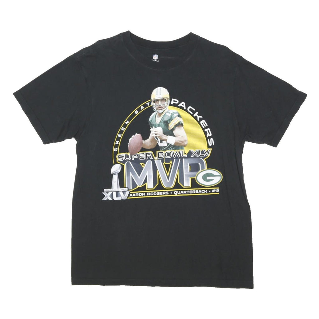 NFL Mens Black Green Bay Packers Super Bowl XLV MVP T-Shirt L Short Sleeve Crew