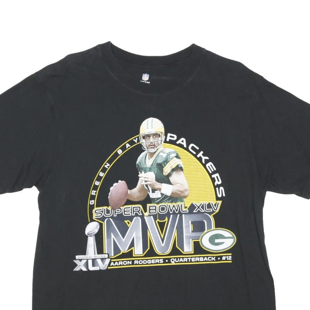 NFL Mens Black Green Bay Packers Super Bowl XLV MVP T-Shirt L Short Sleeve Crew