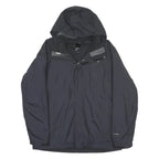 THE NORTH FACE Mens Black Outdoor Jacket L Polyester Plain Zip Hooded Hyvent