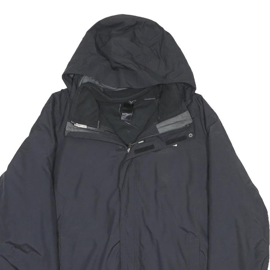 THE NORTH FACE Mens Black Outdoor Jacket L Polyester Plain Zip Hooded Hyvent
