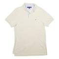 TOMMY HILFIGER Mens Cream Short Sleeve Plain Polo Shirt S Classic Collar