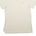 TOMMY HILFIGER Mens Cream Short Sleeve Plain Polo Shirt S Classic Collar