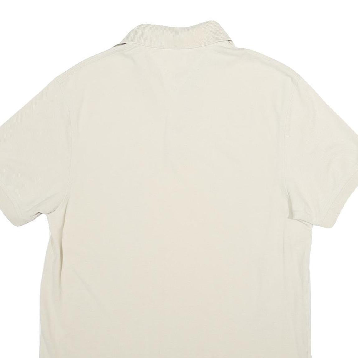 TOMMY HILFIGER Mens Cream Short Sleeve Plain Polo Shirt S Classic Collar