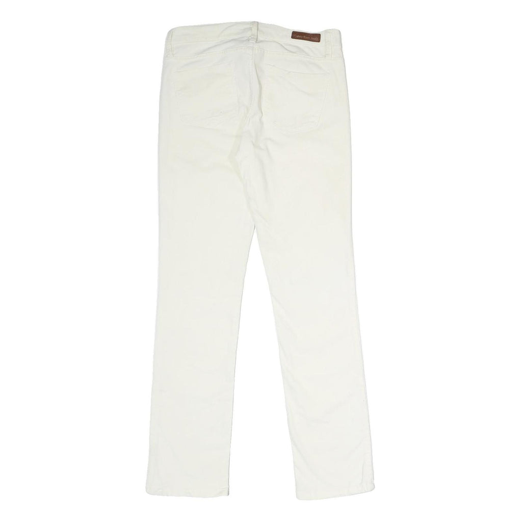 CALVIN KLEIN JEANS Womens Cotton Blend White Regular Straight Trousers W30 L30