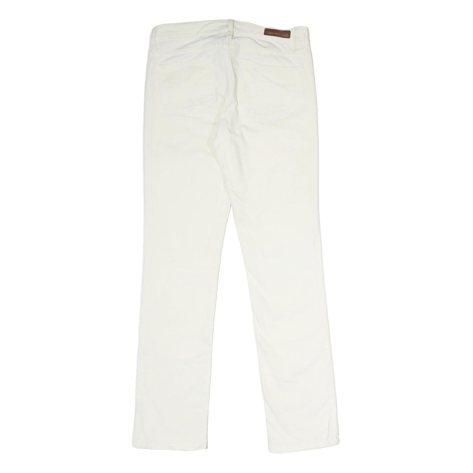 CALVIN KLEIN JEANS Womens Cotton Blend White Regular Straight Trousers W30 L30