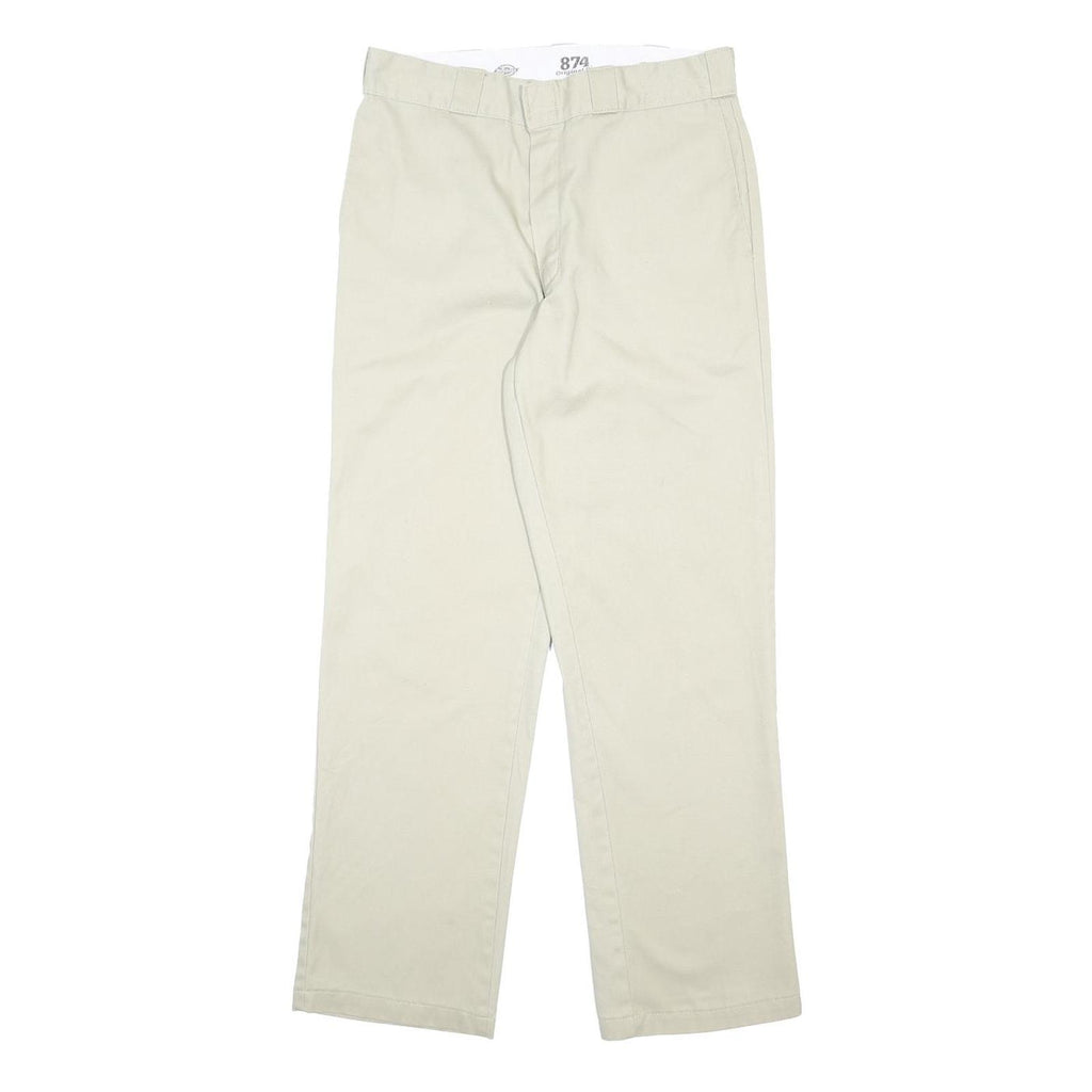 DICKIES Mens Cotton Blend Beige Regular Fit Straight Leg Trousers W33 L32