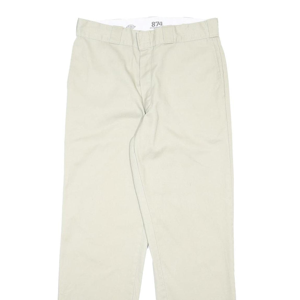 DICKIES Mens Cotton Blend Beige Regular Fit Straight Leg Trousers W33 L32