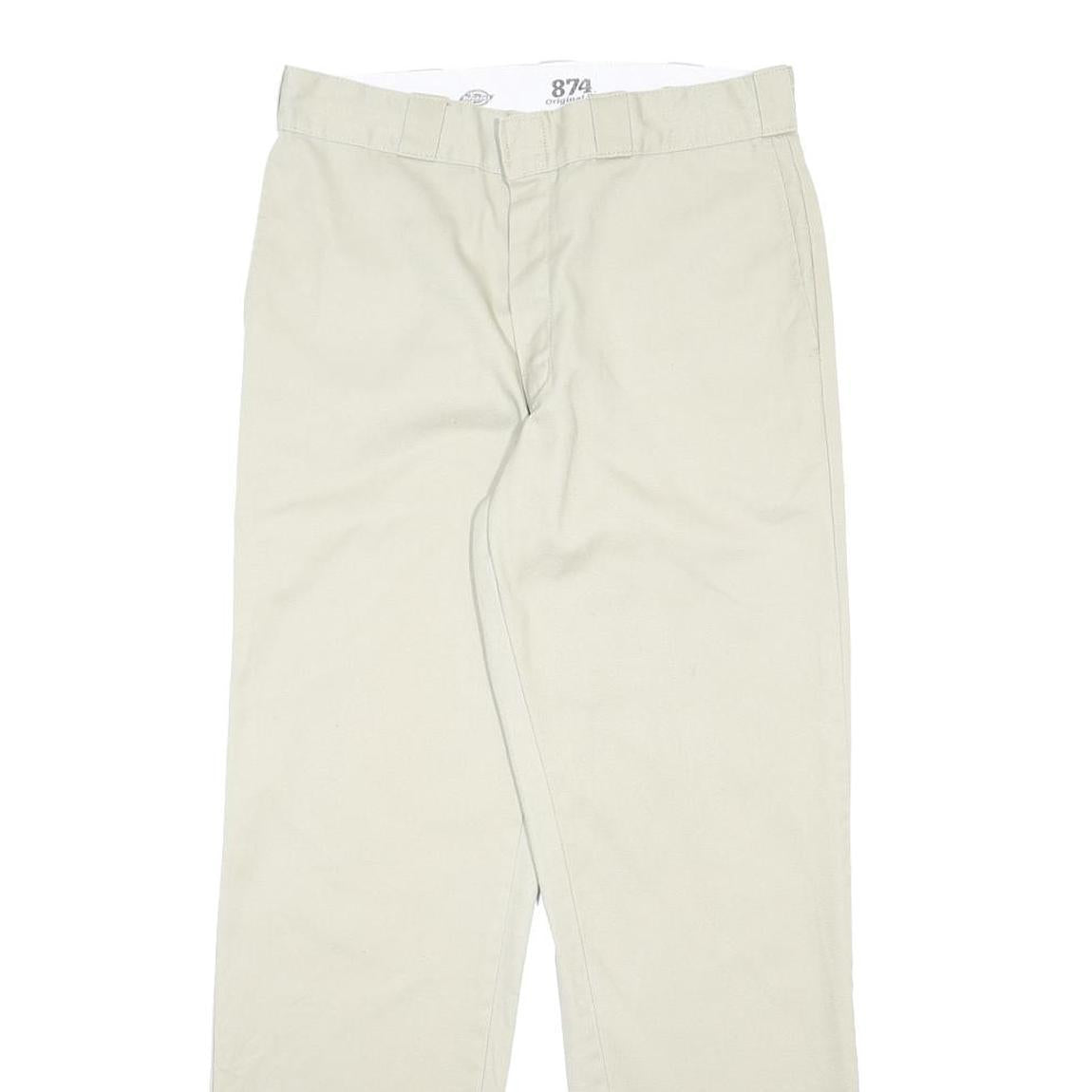DICKIES Mens Cotton Blend Beige Regular Fit Straight Leg Trousers W33 L32