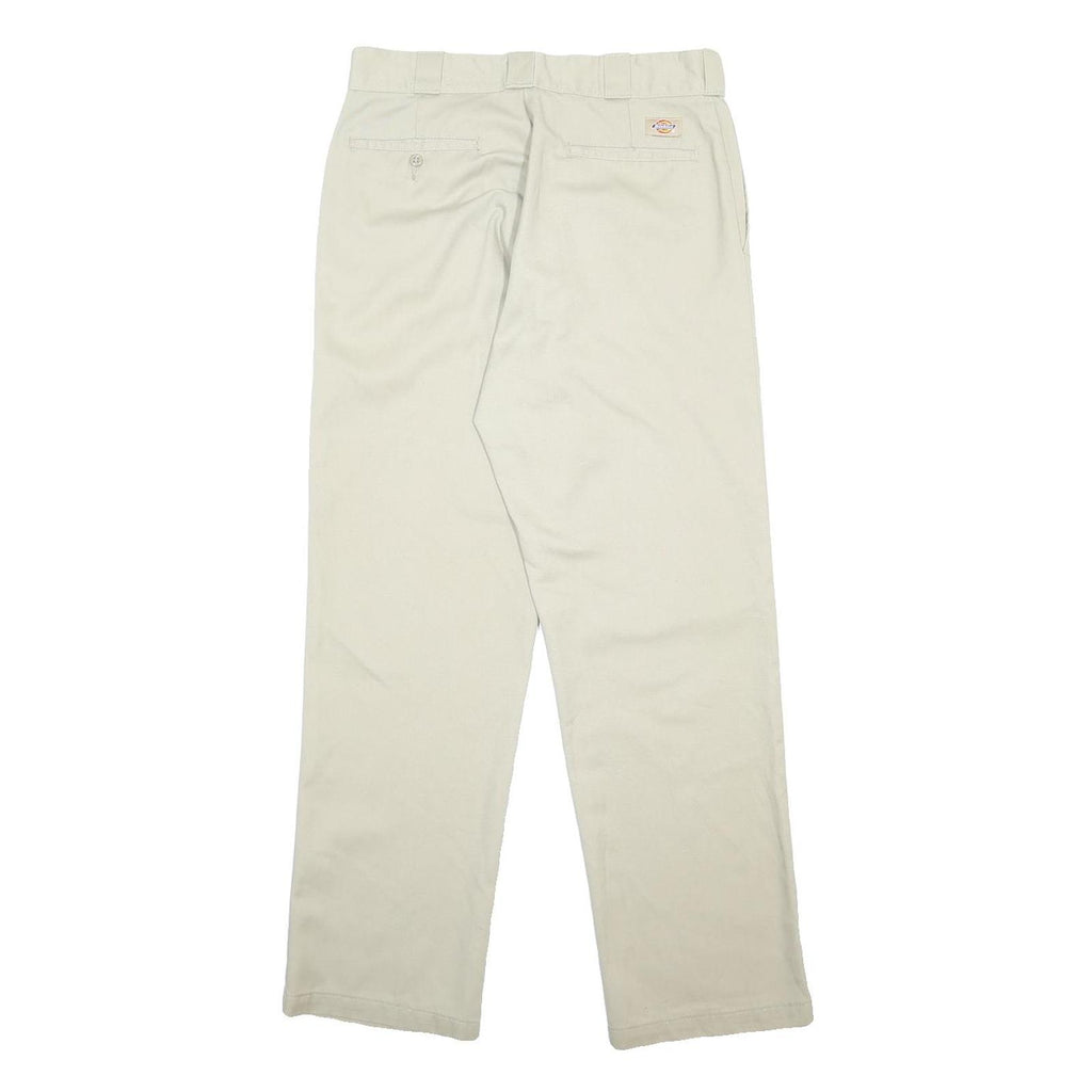 DICKIES Mens Cotton Blend Beige Regular Fit Straight Leg Trousers W33 L32