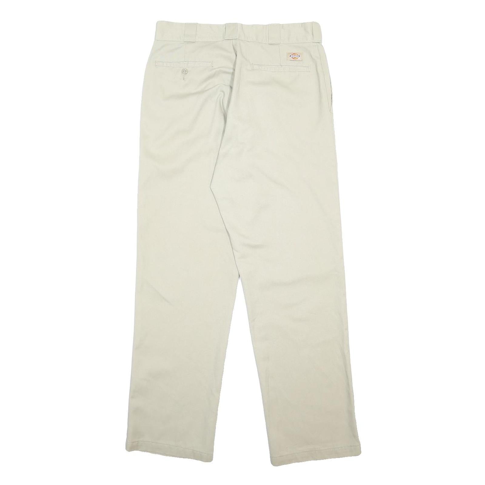 DICKIES Mens Cotton Blend Beige Regular Fit Straight Leg Trousers W33 L32