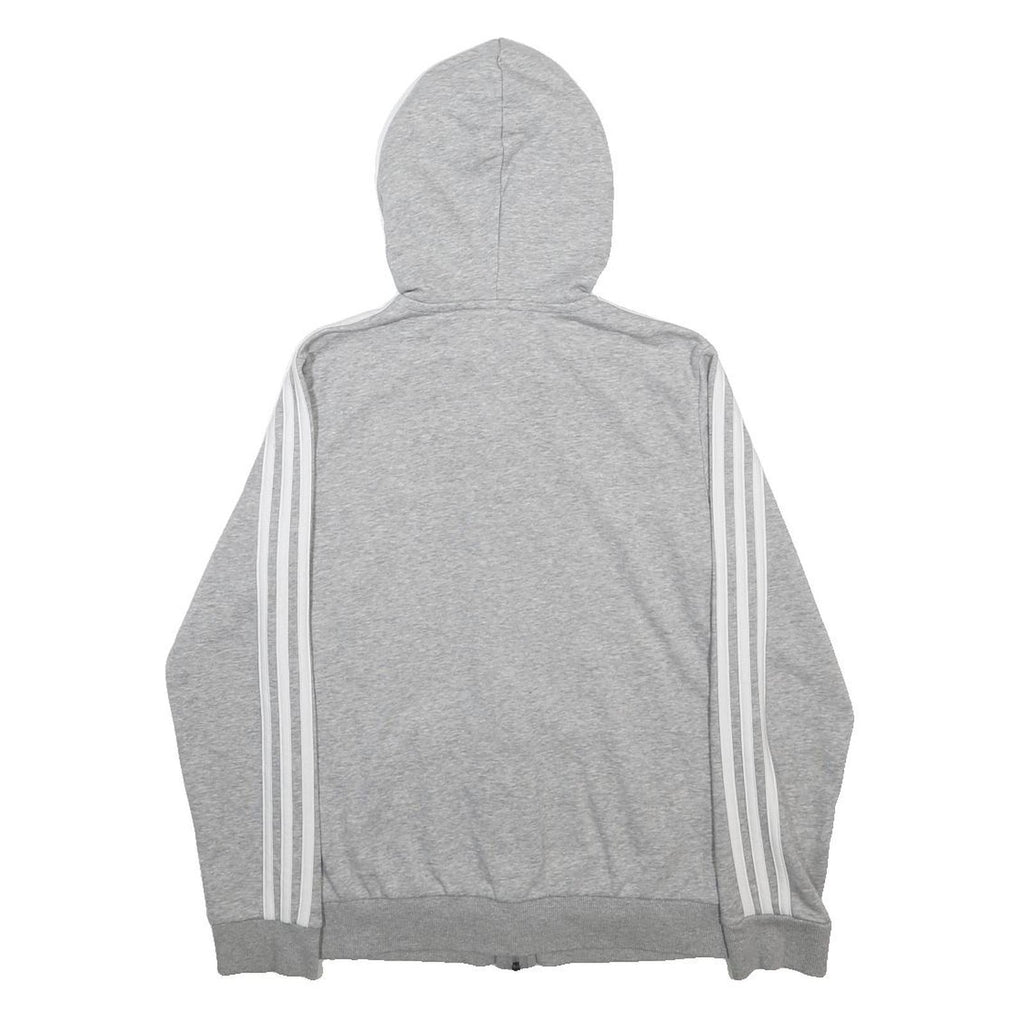 ADIDAS Womens Grey 3-Stripe Zip Hoodie S Lightweight Casual Sportswear