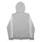 ADIDAS Womens Grey 3-Stripe Zip Hoodie S Lightweight Casual Sportswear