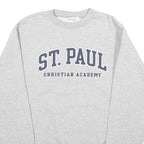 CHAMPION Mens Grey St Paul Christian Academy Crew Neck S Cotton Blend Sweatshirt