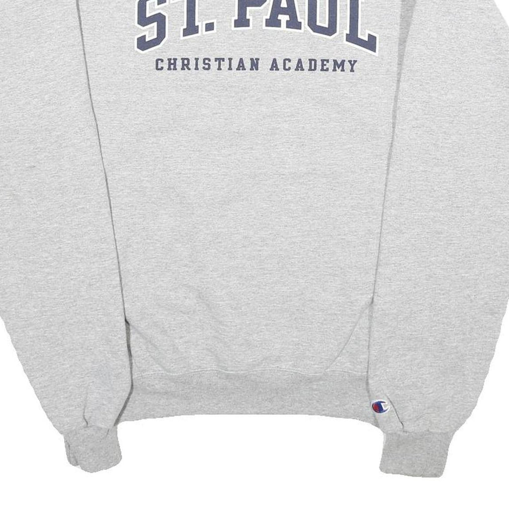 CHAMPION Mens Grey St Paul Christian Academy Crew Neck S Cotton Blend Sweatshirt