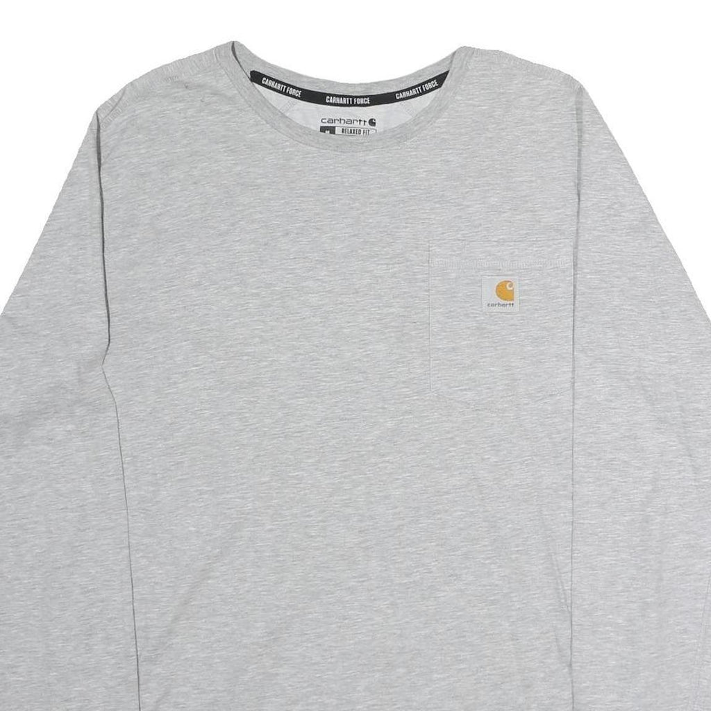 CARHARTT Mens Grey Long Sleeve Crew Neck Pocket T-Shirt M Casual Workwear