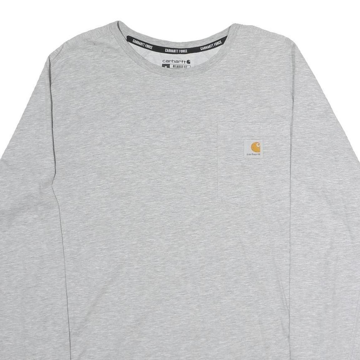 CARHARTT Mens Grey Long Sleeve Crew Neck Pocket T-Shirt M Casual Workwear