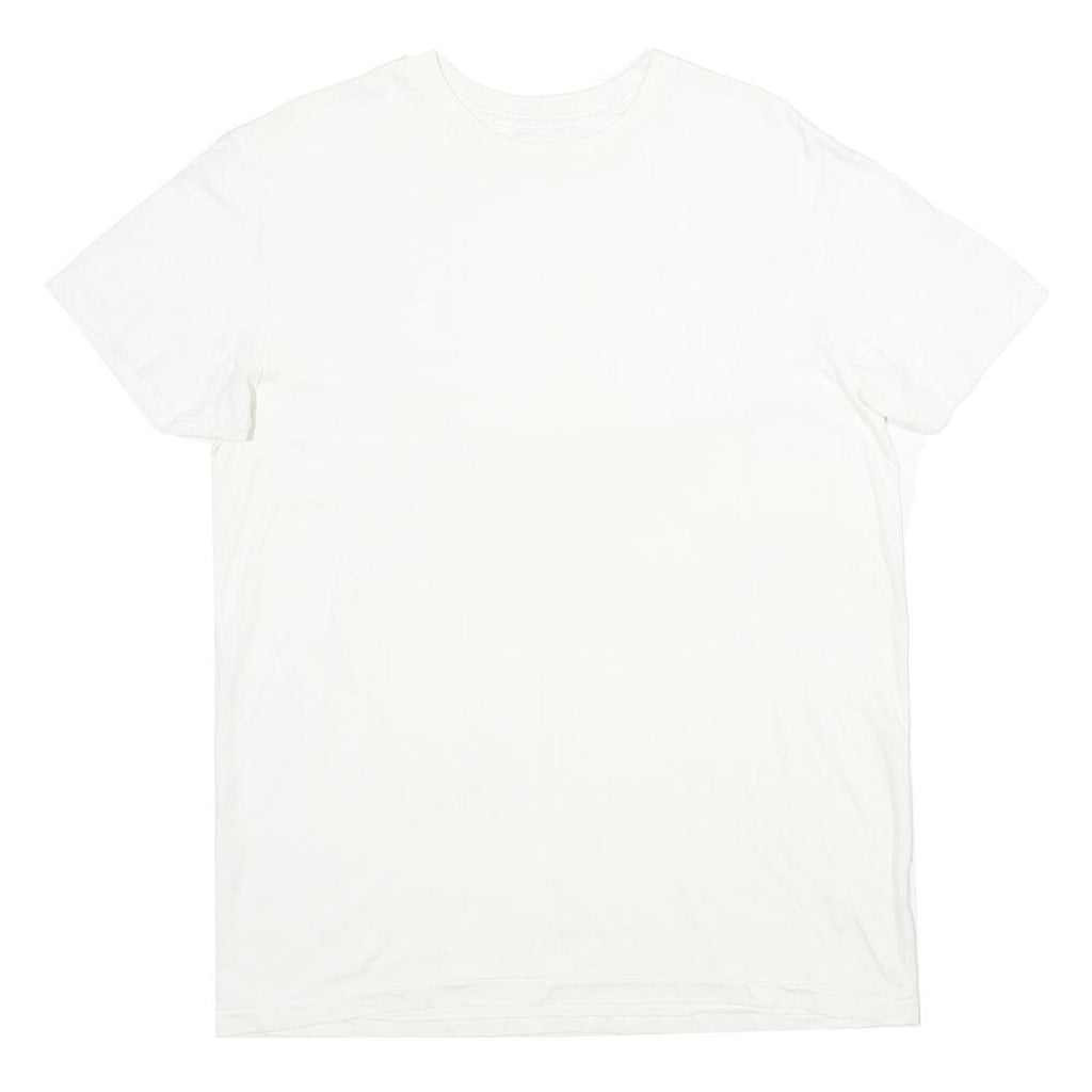 GAP Mens White Plain T-Shirt L Short Sleeve Crew Neck Cotton Summer Casual