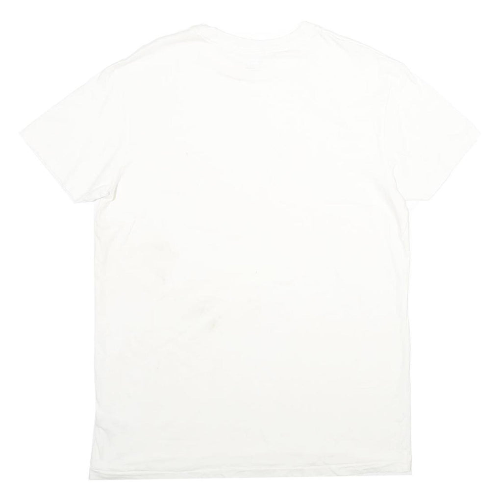 GAP Mens White Plain T-Shirt L Short Sleeve Crew Neck Cotton Summer Casual
