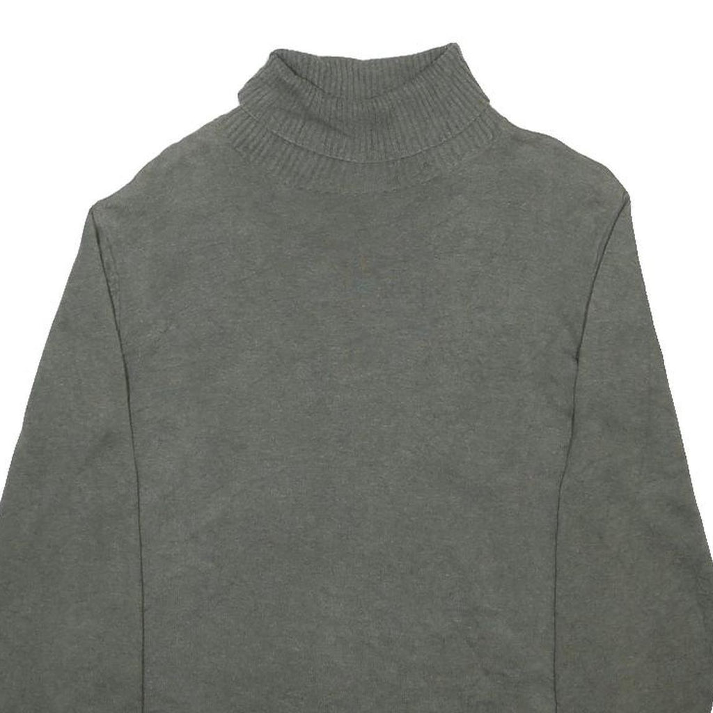 WOOLRICH Womens Grey Plain Cotton Jumper Roll Neck Basic Knit L Casual Comfort