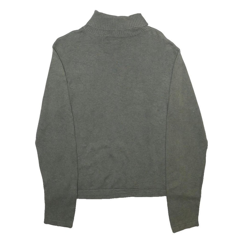 WOOLRICH Womens Grey Plain Cotton Jumper Roll Neck Basic Knit L Casual Comfort