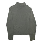 WOOLRICH Womens Grey Plain Cotton Jumper Roll Neck Basic Knit L Casual Comfort