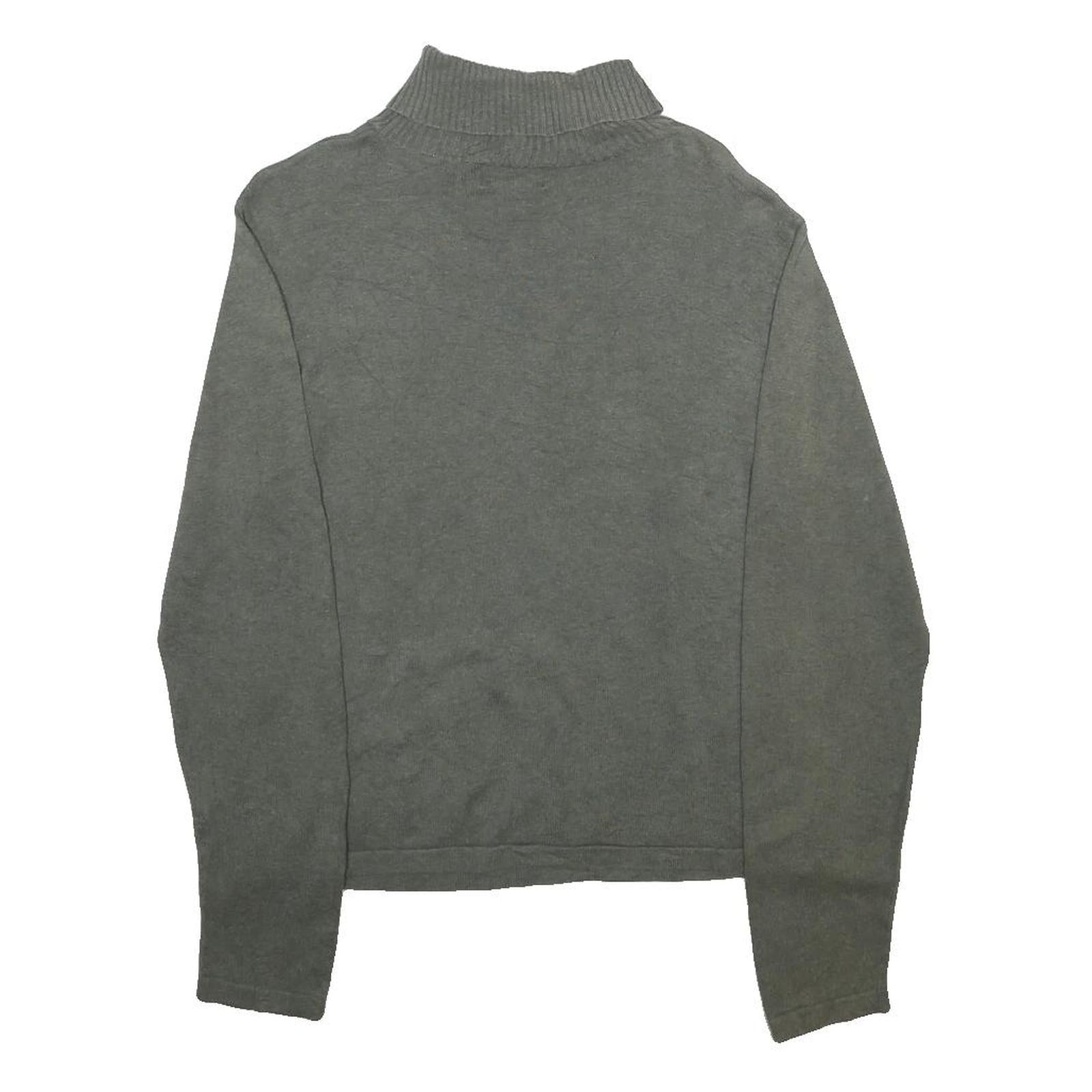WOOLRICH Womens Grey Plain Cotton Jumper Roll Neck Basic Knit L Casual Comfort