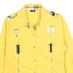 COOGI Womens Yellow Plaid Detail Cotton Blend Shirt XL Casual Button-Up Long