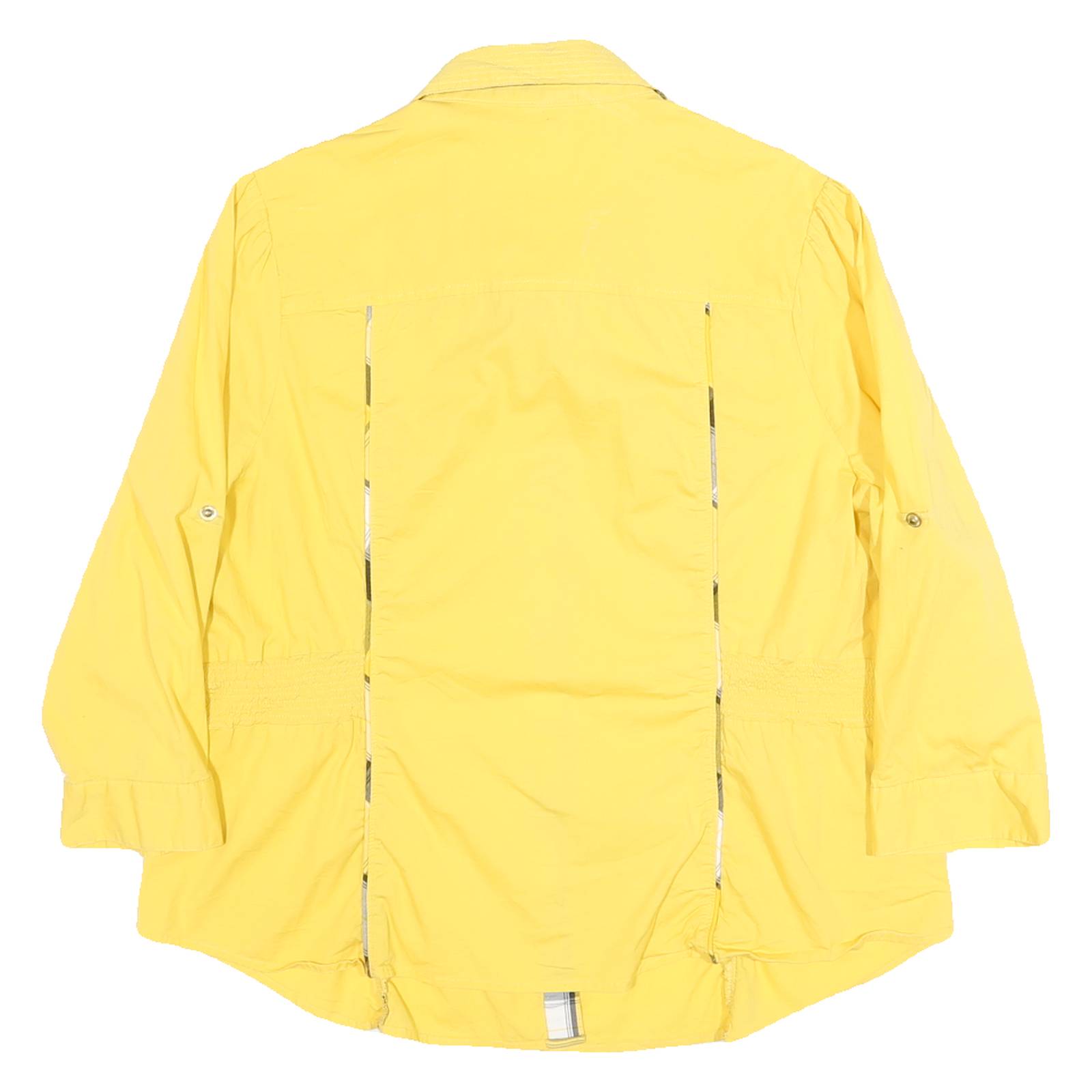 COOGI Womens Yellow Plaid Detail Cotton Blend Shirt XL Casual Button-Up Long