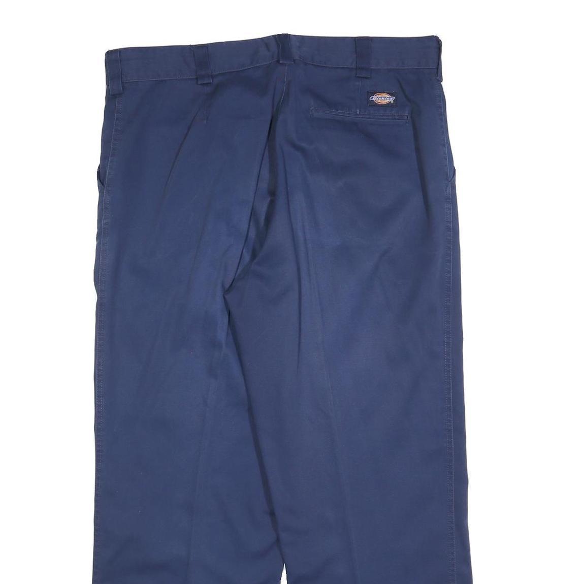 DICKIES Mens Cotton Blend Navy Relaxed Straight Trousers W36 L28 Workwear Casual