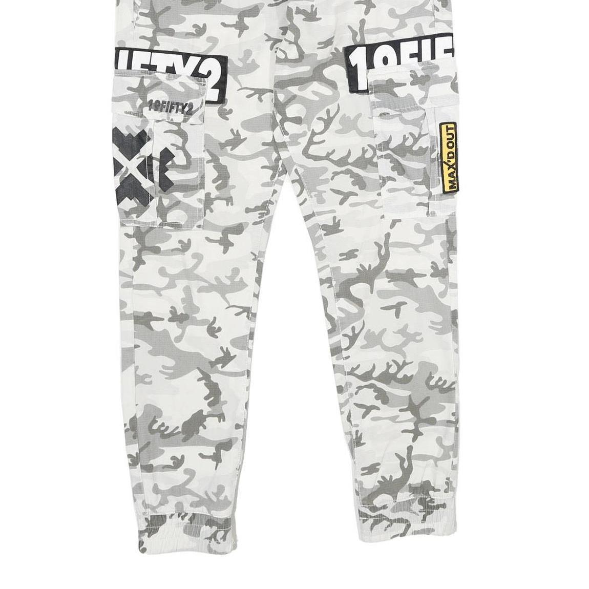 CLOCKHOUSE Mens Cotton Drawstring Regular Fit Grey Camouflage Trousers W30 L30