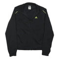 ADIDAS Womens Black & Lime Track Jacket UK 10 Polyester Blend Zip Sportswear