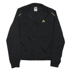 ADIDAS Womens Black & Lime Track Jacket UK 10 Polyester Blend Zip Sportswear